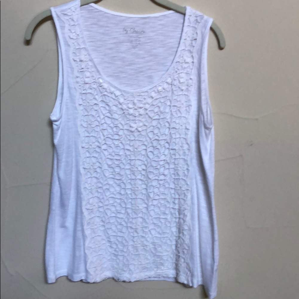 Chico’s white lace sleeveless top w/embellish